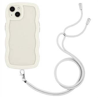 For iPhone 14 Plus PC + TPU Telefonetui Ripebestandig Beskyttende Bakdeksel med Bølget Kantfarge Ramme / Justerbar Stropp