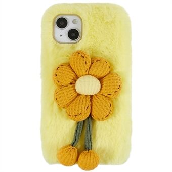 Winter Furry Phone Case for iPhone 14 Plus, Anti- Scratch deksel Beskyttende skall med 3D plysjdukke