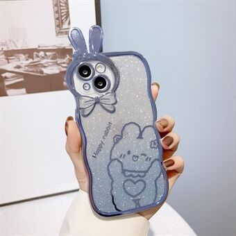 Rabbit Design TPU-deksel for iPhone 14 Plus Anti-Drop galvanisering Telefondeksel Gradient Glitter Beskyttelsesveske