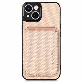 For iPhone 14 Plus Avtakbar 2-i-1 magnetisk kortholder Telefonveske Karbonfibertekstur PU-skinn + TPU + PC-støtsikkert beskyttelsesdeksel