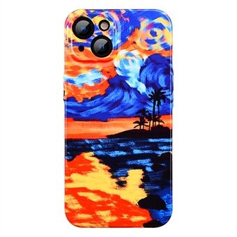 For iPhone 14 Plus Anti-slipp telefondeksel Sunset Pattern Printing Hard PC-bakdeksel