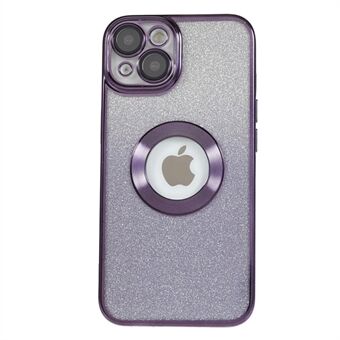 For iPhone 14 Plus Glitter Telefonveske Galvanisering CD Vein Logo Hole Mykt TPU-deksel med kameralinsebeskytter