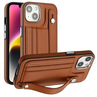 YB Leather Coating Series-5 For iPhone 14 Plus Støtsikkert støtteveske Lærbelagt TPU-telefondeksel med kortspor