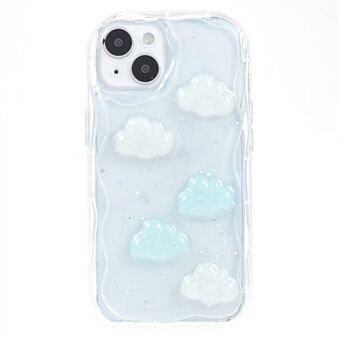 For iPhone 14 Plus 3D Sommerfugl / Sky Mønster Bakdeksel Epoxy TPU Telefondeksel