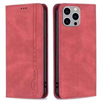 BINFEN COLOR BF Leather Series-5 Telefonveske for iPhone 14 Pro Max 6,7 tommer, Leather Flip RFID Blocking Case 08 Skjult magnetisk absorpsjonsstativ Stand telefondeksel mot fall