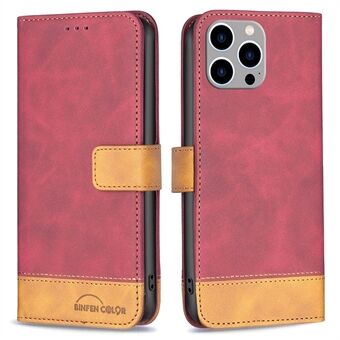 BINFEN COLOR BF Leather Case Series-7 for iPhone 14 Pro Max 6,7 tommer, Style 11 PU Leather Matte Telefondeksel Farge Spleising Lommebokstativ Stand etui