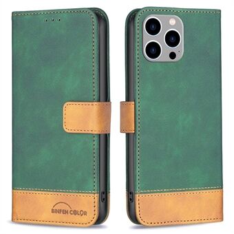 BINFEN COLOR BF Lærveske Series-7 for iPhone 14 Pro Max 6,7 tommer, Style 11 PU-skinn Matt Telefondeksel Farge Skjøteveske Stand Fallsikkert etui