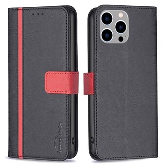 BINFEN COLOR BF Leather Series-9 for iPhone 14 Pro Max 6,7 tommer Scratch Anti-fall Style 13 Cross Texture Splicing Telefonveske PU-skinnlommebok Innvendig TPU-skall med Stand