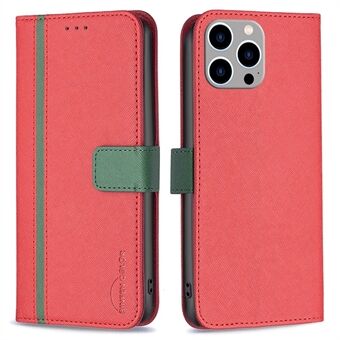 BINFEN COLOR BF Leather Series-9 for iPhone 14 Pro Max 6,7 tommer Scratch Anti-fall Style 13 Cross Texture Splicing Telefonveske PU-skinnlommebok Innvendig TPU-skall med Stand