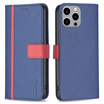 BINFEN COLOR BF Leather Series-9 for iPhone 14 Pro Max 6,7 tommer Scratch Anti-fall Style 13 Cross Texture Splicing Telefonveske PU-skinnlommebok Innvendig TPU-skall med Stand