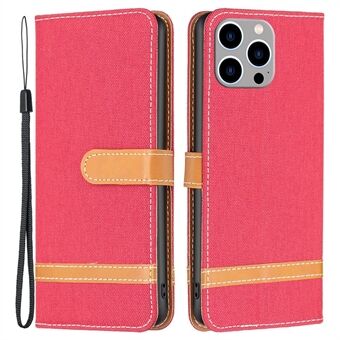 For iPhone 14 Pro Max 6,7 tommer BF Leather Series-2 All-around beskyttelse Magnetisk skjøteskinn Telefonveske Jeans Stofftekstur Mobiltelefonskall med Stand