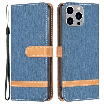 For iPhone 14 Pro Max 6,7 tommer BF Leather Series-2 All-around beskyttelse Magnetisk skjøteskinn Telefonveske Jeans Stofftekstur Mobiltelefonskall med Stand