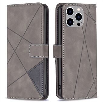 BINFEN COLOR BF Imprinting Pattern Series-2 for iPhone 14 Pro Max 6,7 tommer 05 Imprinting Geometric Pattern Folio Flip PU- Stand Støtsikkert deksel Telefonstativveske