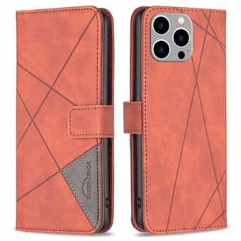 BINFEN COLOR BF Imprinting Pattern Series-2 for iPhone 14 Pro Max 6,7 tommer 05 Imprinting Geometric Pattern Folio Flip PU- Stand Støtsikkert deksel Telefonstativveske