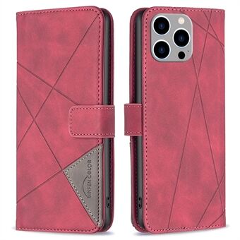 BINFEN COLOR BF Imprinting Pattern Series-2 for iPhone 14 Pro Max 6,7 tommer 05 Imprinting Geometric Pattern Folio Flip PU- Stand Støtsikkert deksel Telefonstativveske