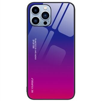 Gradient Color Design telefondeksel for iPhone 14 Pro Max 6,7 tommer, anti-slitasje herdet glass + PC + TPU beskyttende bakdeksel