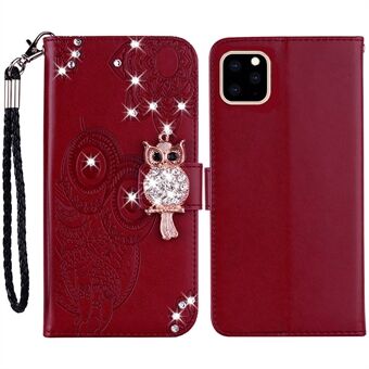 For iPhone 14 Pro Max 6,7 tommer Stand påtrykt lommebokstativ Telefonveske PU-skinn Rhinestone-dekor Folio Flip-deksel