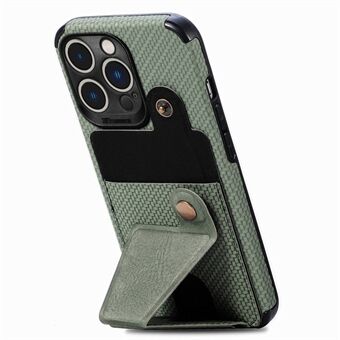 PU-skinnbelagt TPU-telefondeksel for iPhone 14 Pro Max 6,7 tommer, K-form Kickstand Carbon Fiber Texture Anti- Scratch telefondekselkortholder