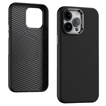 For iPhone 14 Pro Max-etui i PU-skinn og hardt PC-mobildeksel.