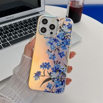 For iPhone 14 Pro Max Deksel Stilrent Blomstermønster Elektroplettert Antiskli Telefonomslag