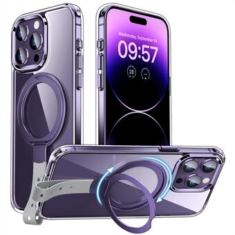 For 14 Pro Max Magnetisk Etui Klar PC Hardt Telefon Deksel Roterbart Grep Holder