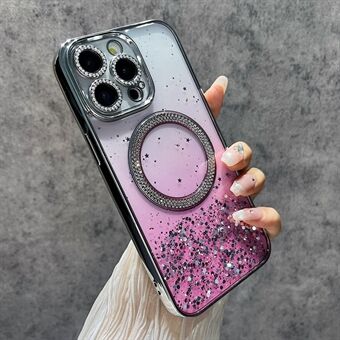 For iPhone 14 Pro Max Magnetisk Deksel Glitrende Støtsikker TPU + PC Telefondeksel Bling Rhinstein