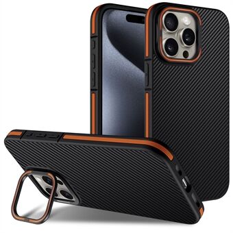 For iPhone 14 Pro Max Magnetisk Etui PC Linseramme Stativ Karbonfiber TPU Telefondeksel