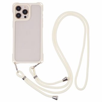 For iPhone 14 Pro Max Deksel PC+TPU Støtsikkert Telefon Bakdeksel med Justerbar Stropp