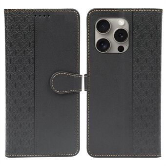 For iPhone 14 Pro Max-etui med magnetisk lås og firekløver-mønster i skinn