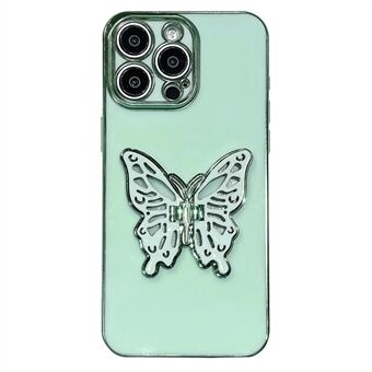 For iPhone 14 Pro Max Etui Butterfly Kickstand TPU Elektroplettering Telefon Deksel