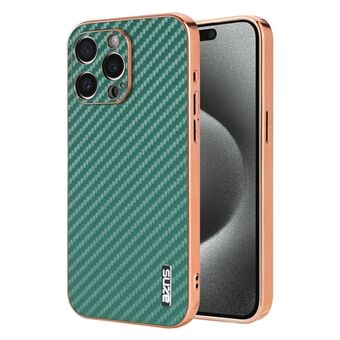 AZNS For iPhone 14 Pro Max Etui Elektroplettering Karbonfibertekstur PU+TPU Telefondeksel