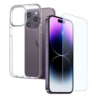 NORTHJO For iPhone 14 Pro Max Anti-Fall Støtsikker deksel 2 i 1 Ultra Clear TPU telefondeksel med herdet glass skjermbeskytter