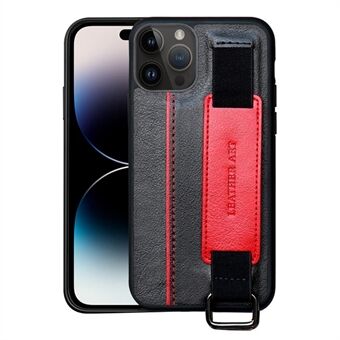 For iPhone 14 Pro Max PU-skinnbelagt TPU-støtteveske Kortholder Kontrastfarge Håndstropp Anti-slipp telefondeksel