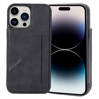 HANMAN Mika Series For iPhone 14 Pro Max Kortholder Magnetisk knapp Telefonveske PU-skinnbelagt TPU-deksel