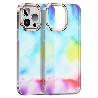 For iPhone 14 Pro Max Akvarell Glitter Powder Telefonveske Elektrobelagt Myk TPU Hard PC High Impact Gradient IMD Bakdeksel