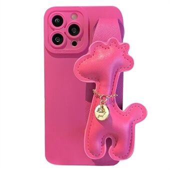 For iPhone 14 Pro Max Myk TPU telefonveske Støtsikkert telefondeksel med giraff håndleddsstropp