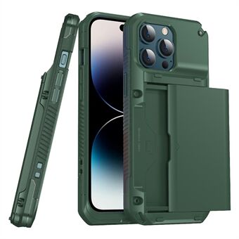 For iPhone 14 Pro Max telefondeksel med kortholder, TPU+PC Anti-drop telefondeksel