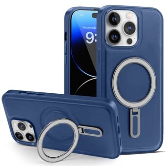 For iPhone 14 Pro Max Kickstand Telefonveske Deksel Anti- Scratch PU-skinnbelagt PC+TPU magnetisk deksel