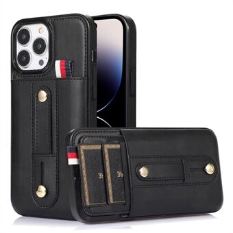 For iPhone 14 Pro Max Kickstand Telefonveske Retro PU-skinnbelagt TPU-deksel med kortspor