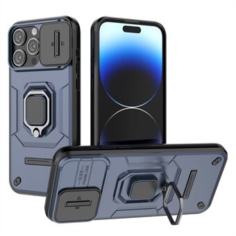 Støtsikkert skall for iPhone 14 Pro Max, PC+TPU-telefonveske Skyveglassbeskyttelse Støttebakdeksel