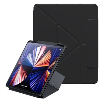 BASEUS for iPad Pro 11 (2018) / (2020) / (2021) / (2022) / Air (2020) / Air (2022) Safattach Y-Type Magnetisk Stativ Deksel Tri-Fold Nettbrettdeksel PU Lærdeksel - Mørk Grå