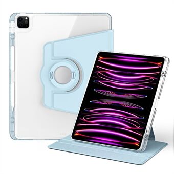 For iPad Pro 12.9 (2022) / (2021) / (2020) / (2018) Etui Avtakbart Stativ PU Lær + Akryl Nettbrett Deksel