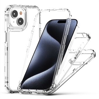 For iPhone 15-dekselet Hybrid Acrylic+TPU 3-i-1 Gjennomsiktig Telefondeksel