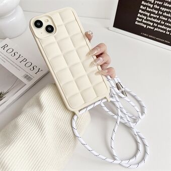 Her er oversettelsen til norsk:

For iPhone 15-deksel, fallbeskyttelse, TPU-kryssbody-phone-cover, 3D-rutemønster.