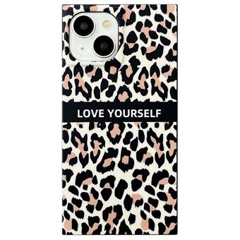 Til iPhone 15 Etui Leopardmønster Firkantet Form Matt TPU Mobildekselet