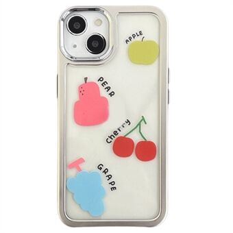 For iPhone 15 Etui med sølvkantmønsterdesign PC+TPU Telefondeksel