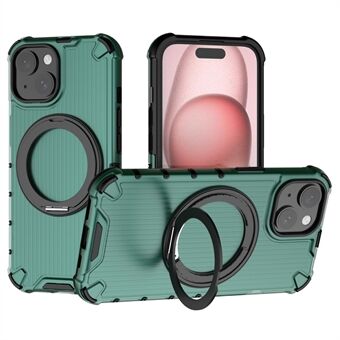 For iPhone 15-deksel med vertikale striper, bakside i PC+TPU, magnetisk ring, stativ for telefon.