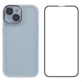 WANLONFENG DKSM-serien for iPhone 15 TPU-deksel, galvanisert ramme telefondeksel med herdet glass