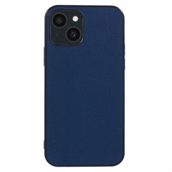 KIGC For iPhone 15 Etui Litchi Tekstur Lær Belagt PC+TPU Telefondeksel