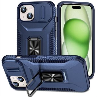 For iPhone 15 Etui Camshield Kickstand TPU+PC Anti-Skli Telefondeksel